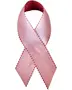 Lys pink satin awareness-sløjfe med røde syede kanter, formet i klassisk awareness-loop. Glat tekstur, velegnet til at sætte på tøj til støtte eller indsamlingsarrangementer.