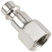 Metal lynkobling til luftslange med sekskantet møtrik og indvendigt gevind, designet til sikker montering på trykluftværktøj eller kompressor. Holdbar, korrosionsbestandig overflade.