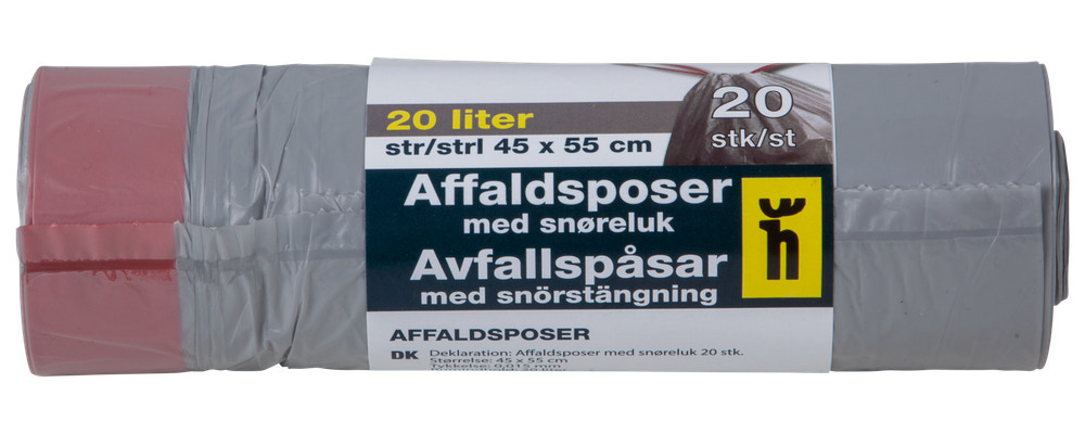 Affaldspose med snøreluk 20 L