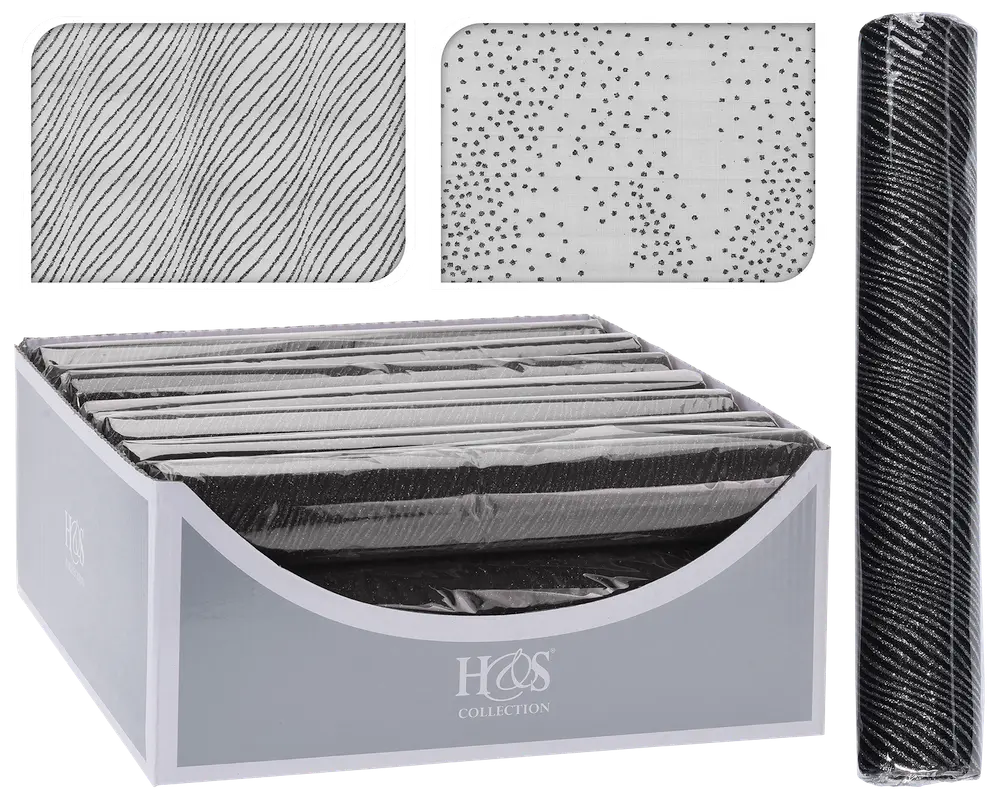 Bordslöpare 30 x 500 cm - svart - olika mönster