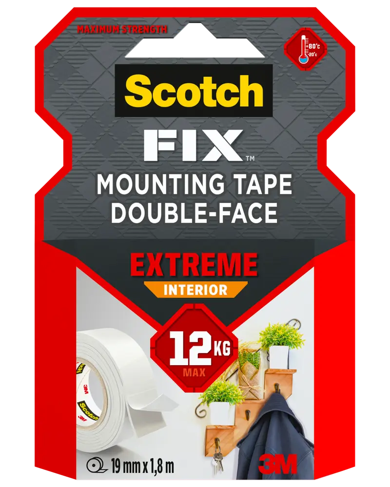 Scotch-FIX™ Dobbeltklæbende Ekstrem INDE 19 mm x 1,8 meter