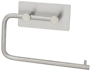 Toalettpappershållare i rostfritt stål med modern, minimalistisk design. Rektangulär väggmontering och horisontell stång för enkel rullbyte. Borstad finish för stilrent utseende.