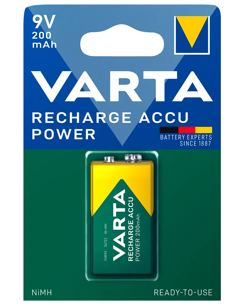 VARTA Genopladelig batteri - 9V 200 mAh