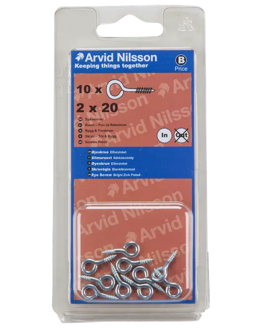 Øjeskrue Ø2 x 20 mm 10-pak