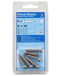 Arvid Nilsson Maskinskrue A4 PH M6 x 30 mm 6-pak