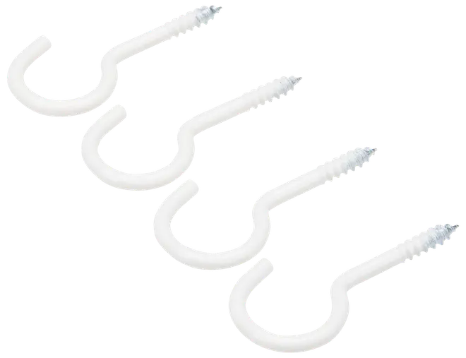 Skruekrog 50 mm hvid 4-pak