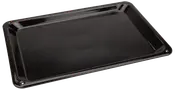 Rektangulær sort metal bageplade med hævede kanter, glat non-stick overflade, egnet til ovn. Perfekt til bagning, stegning eller grill. Holdbar og nem at rengøre.