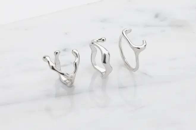 Ring bølget 3 stk. - sølv