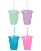 Kop med låg og sugerør 4-pak