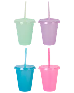 Mugg med lock och sugrör 4-pack