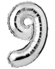 Stor sølvfolieballon formet som tallet nul, med skinnende metallisk finish og selvforseglende ventil, ideel til fester, begivenheder eller dekorationer.
