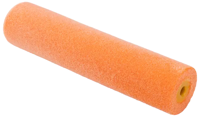 Orange skum malerrulle refill, cylindrisk form, glat overflade, hul kerne til rulleholder. Velegnet til jævn maling på glatte overflader. Let og nem at bruge.