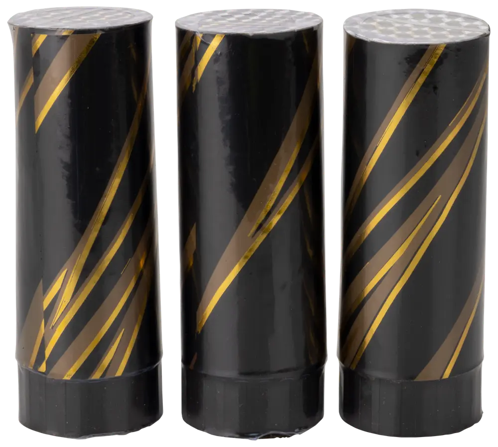 Konfettikanon H. 10 cm klassisk 3 st. blandade