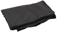 Svart rektangulärt tygskydd med dragkedja och kardborre, avsett för skydd. Kan vikas platt för förvaring. Hållbart material för utomhus- eller inomhusskydd av utrustning.