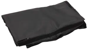 Svart rektangulärt tygskydd med dragkedja och kardborre, avsett för skydd. Kan vikas platt för förvaring. Hållbart material för utomhus- eller inomhusskydd av utrustning.