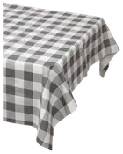 Rektangulär bordsduk i tyg med svartvitt rutmönster. Täckande design som passar till matbord eller köksbord. Klassisk och tydlig stil.
