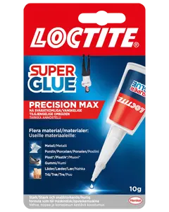 Loctite Super Glue Precision Max, 10g tube, egnet til metal, porcelæn, plast, gummi, læder og træ. Præcisionsapplikator for nøjagtig, stærk og hurtig limning.