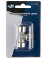 Metal T-forgrener med indvendigt gevind, egnet til luftsystemer. Leveres i klar plastemballage på mærket pap. Perfekt til fordeling af luft mellem tre rør.