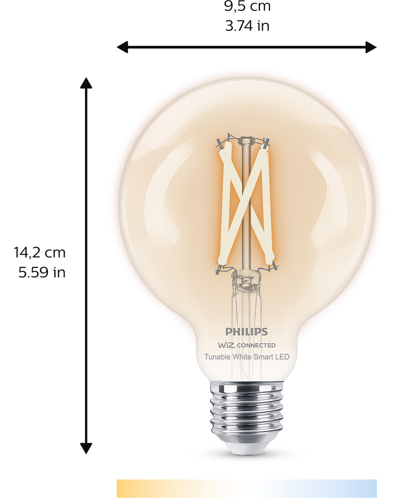 PHILIPS Smart LED-pære 7W E27 G95 - WarmToCool