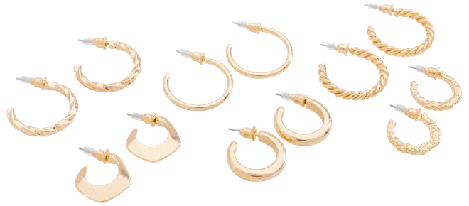 Øreringe hoop 6 par - guld