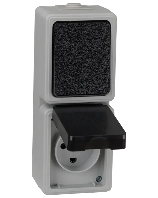 Stikkontakt/afbryder IP54 stænktæt