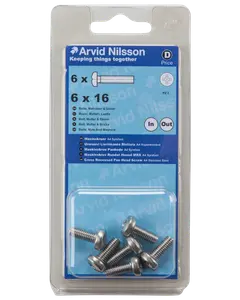 Arvid Nilsson Maskinskrue A4 PH M6 x 16 mm 6-pak