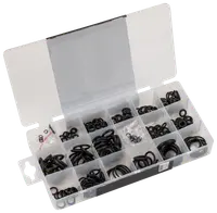 Sortimentslåda med gummipackningar i olika storlekar och färger. Perfekt för VVS, reparationer och underhåll. Innehåller svarta, röda och vita packningar.