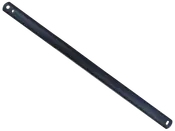 Lång, smal, svart metallstång med rundade kanter och två skruvhål i varje ände, avsedd för montering eller stöd.