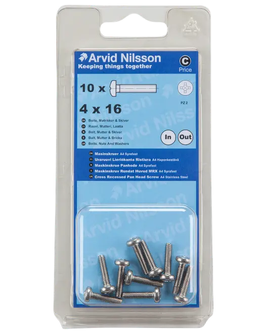 MASKINSKRUV A4 PH M4X16 10 ST