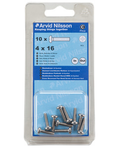 Arvid Nilsson Maskinskrue A4 PH M4 x 16 mm 10-pak