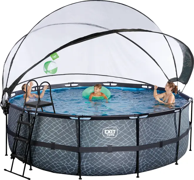 EXIT TOYS Pool Ø427x122cm med pumpe og skærm - Grå