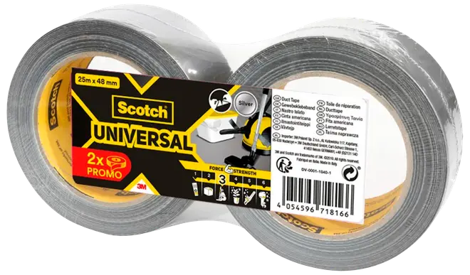 Scotch® Extremium™ Lærredstape Universal Sølv 48 mm x 25 meter 2-pak