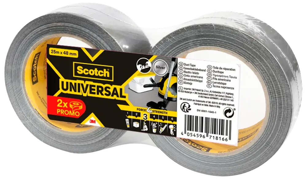 Scotch® Extremium™ Lærredstape Universal Sølv 48 mm x 25 meter 2-pak