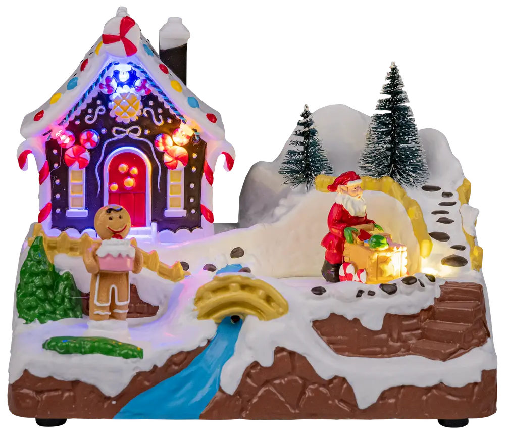 Pepparkakslandskap med LED 