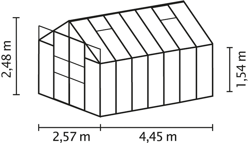 Växthus Uranus 11500 svart/glas