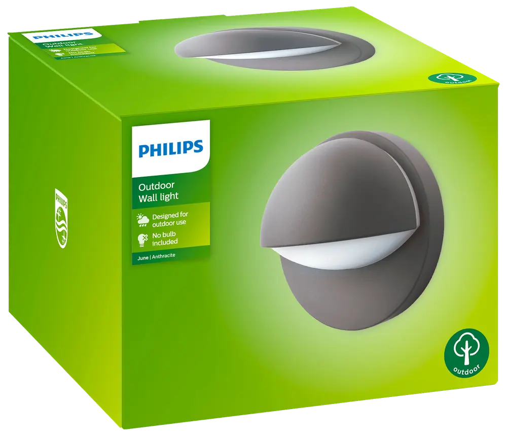 PHILIPS Væglampe June E27 - antracitgrå