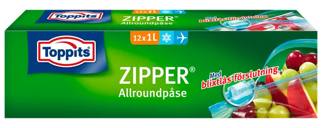 Toppits lynlåspose 1 L 12-pak