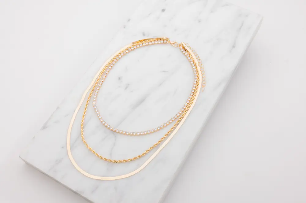 Halsband 3 st - guld