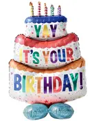 Folieballon på fod 77 cm - Fødselsdagskage