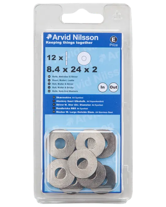 Båtbricka A4 för M8 12 st