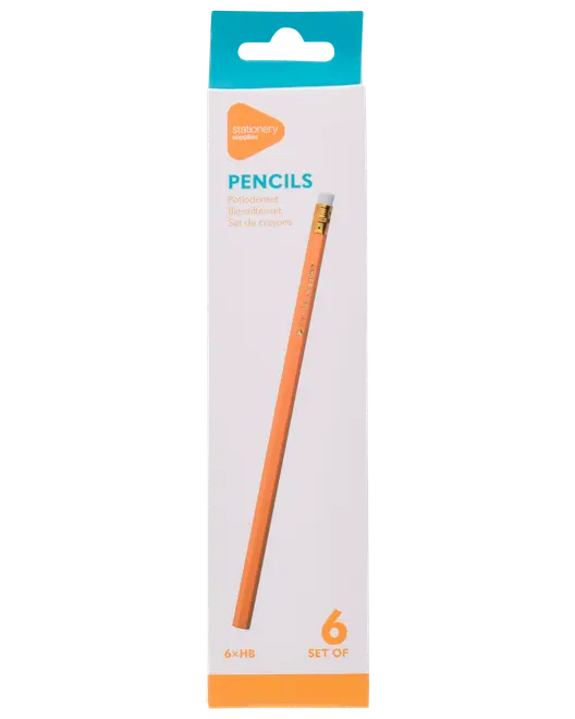 Blyertspenna med radergummi 6-pack