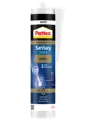 Pattex Sanitetssilikone Express, hvid, vandtæt fugemasse til brusere og vaske. Langtidsholdbar, mugresistent, 5 års garanti. Til sanitære formål, nem at påføre.