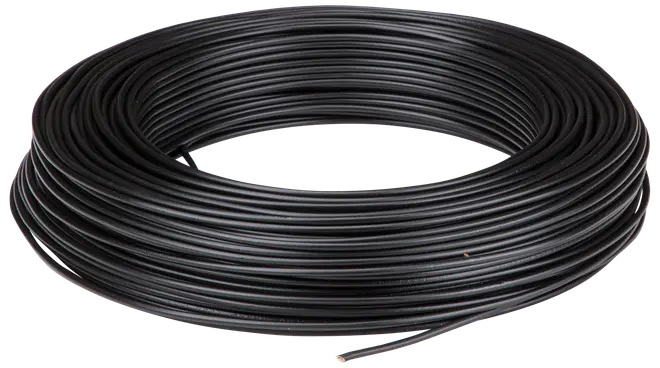 Sort plastslange i rulle, fleksibel og holdbar, velegnet til vanding, VVS eller kabelbeskyttelse. Glat overflade, ensartet tykkelse, fås i forskellige længder og diametre.