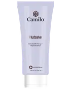 Camilo hudsalve i 200ml tube, indeholder 26% fedt, velegnet til tør hud, allergivenlig, lyse lilla emballage med hvidt låg.
