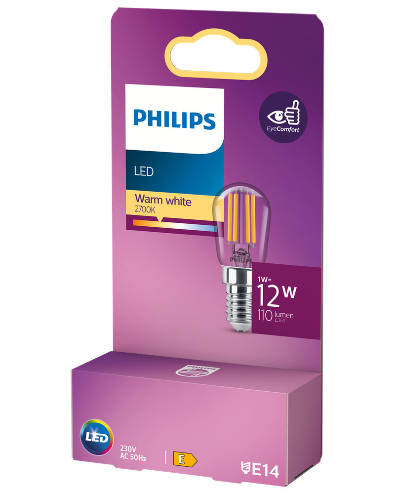 PHILIPS LED-pære 1W E14 T25S