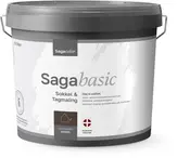 5 liters spand Sagacolor Sagabasic sokkel- og tagmaling, høj kvalitet, vand- og smudsafvisende, vejrbestandig, hæmmer mug, gråt låg og håndtag.