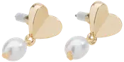Øreringe lille hjerte med perle - Guld