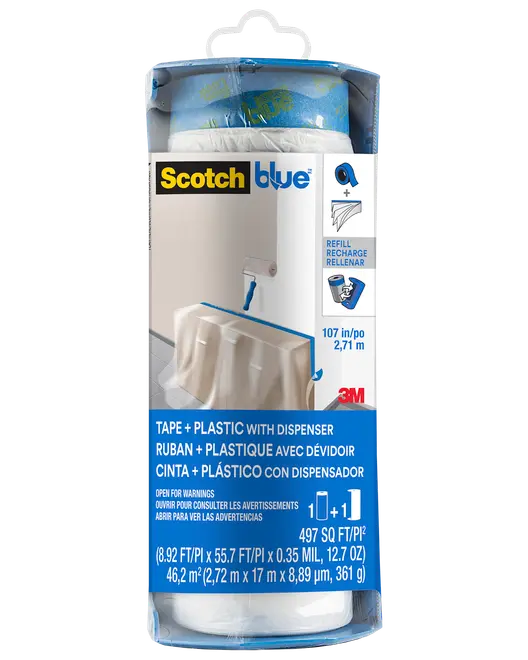ScotchBlue™ Afdækningsplast Dispenser med tape - 2,72 x 17 meter