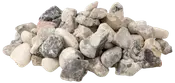 En bun uregelmæssigt formede flintesten i blandede nuancer af grå, hvid og beige. Velegnet til haveanlæg, dekoration eller byggeri. Stenene varierer i størrelse og tekstur.
