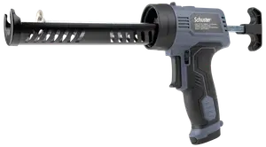 Elektrisk fogpistol med ergonomiskt handtag, avtryckarkontroll och robust cylinder för applicering av fogmassa. Mörkgrå och svart design, passar både proffs och hemmafixare.